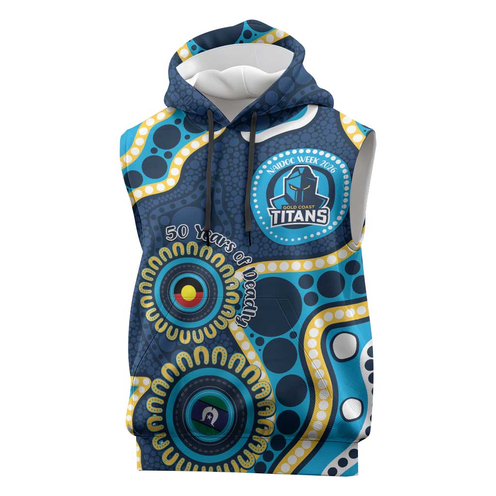 Titans NAIDOC Week 2026 Personalised Sleeveless Hoodie 50 Years of Deadly Aboriginal Art