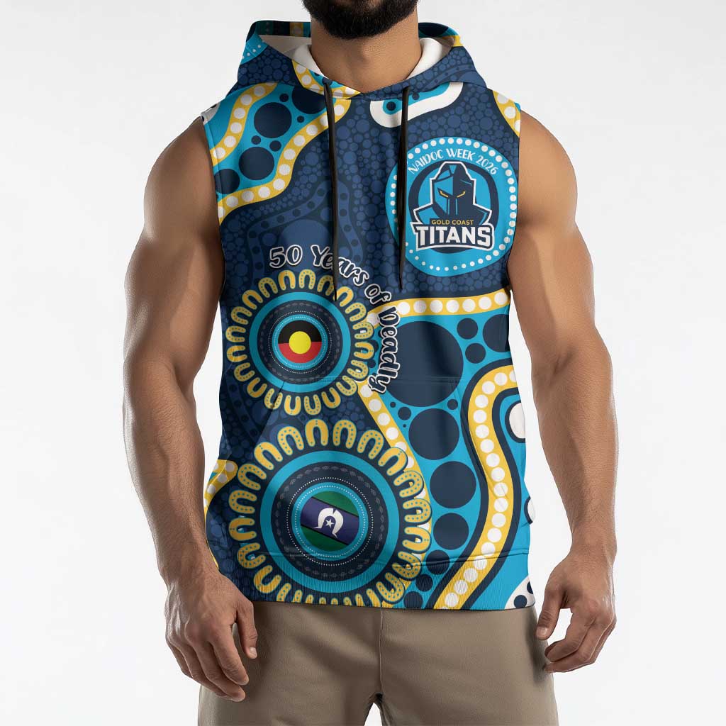 Titans NAIDOC Week 2026 Personalised Sleeveless Hoodie 50 Years of Deadly Aboriginal Art
