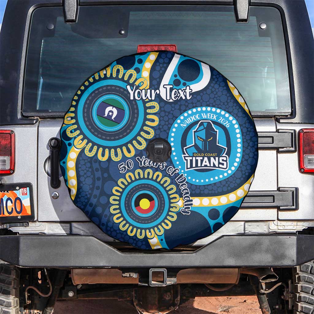 Titans NAIDOC Week 2026 Personalised Spare Tire Cover 50 Years of Deadly Aboriginal Art