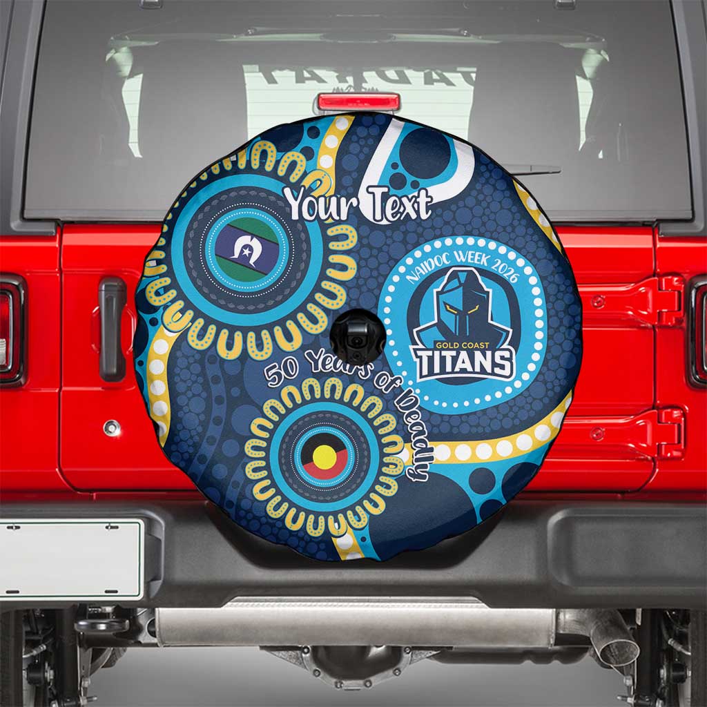 Titans NAIDOC Week 2026 Personalised Spare Tire Cover 50 Years of Deadly Aboriginal Art