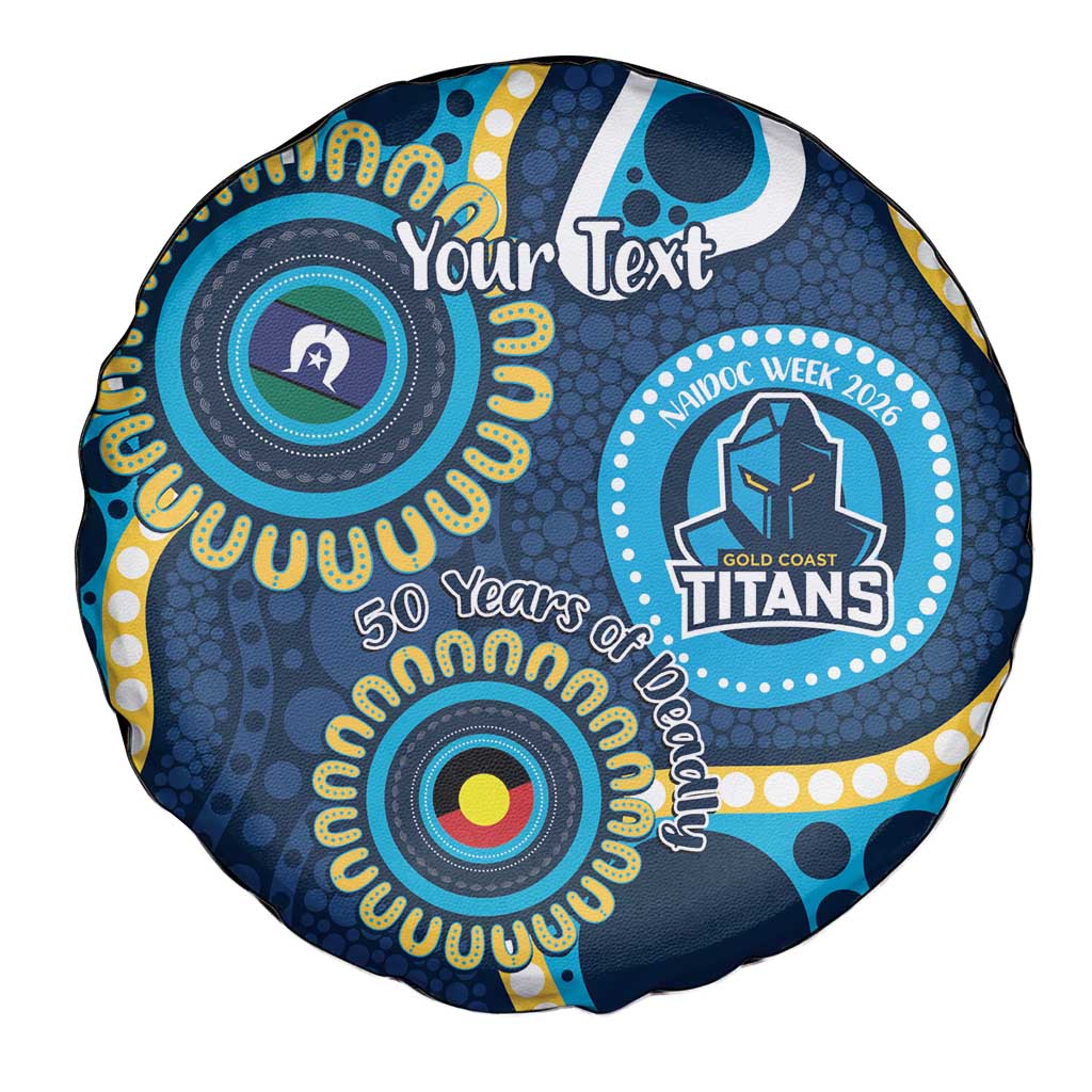 Titans NAIDOC Week 2026 Personalised Spare Tire Cover 50 Years of Deadly Aboriginal Art