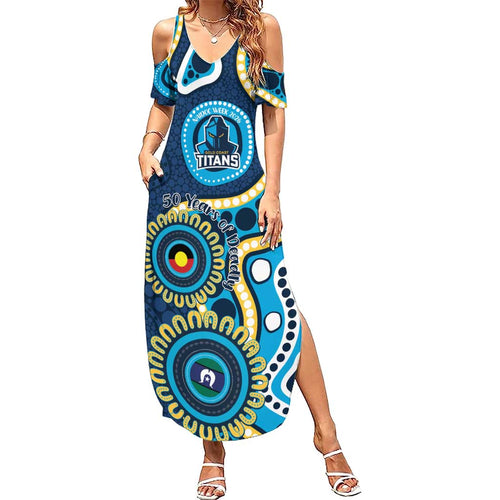 Titans NAIDOC Week 2026 Personalised Summer Maxi Dress 50 Years of Deadly Aboriginal Art