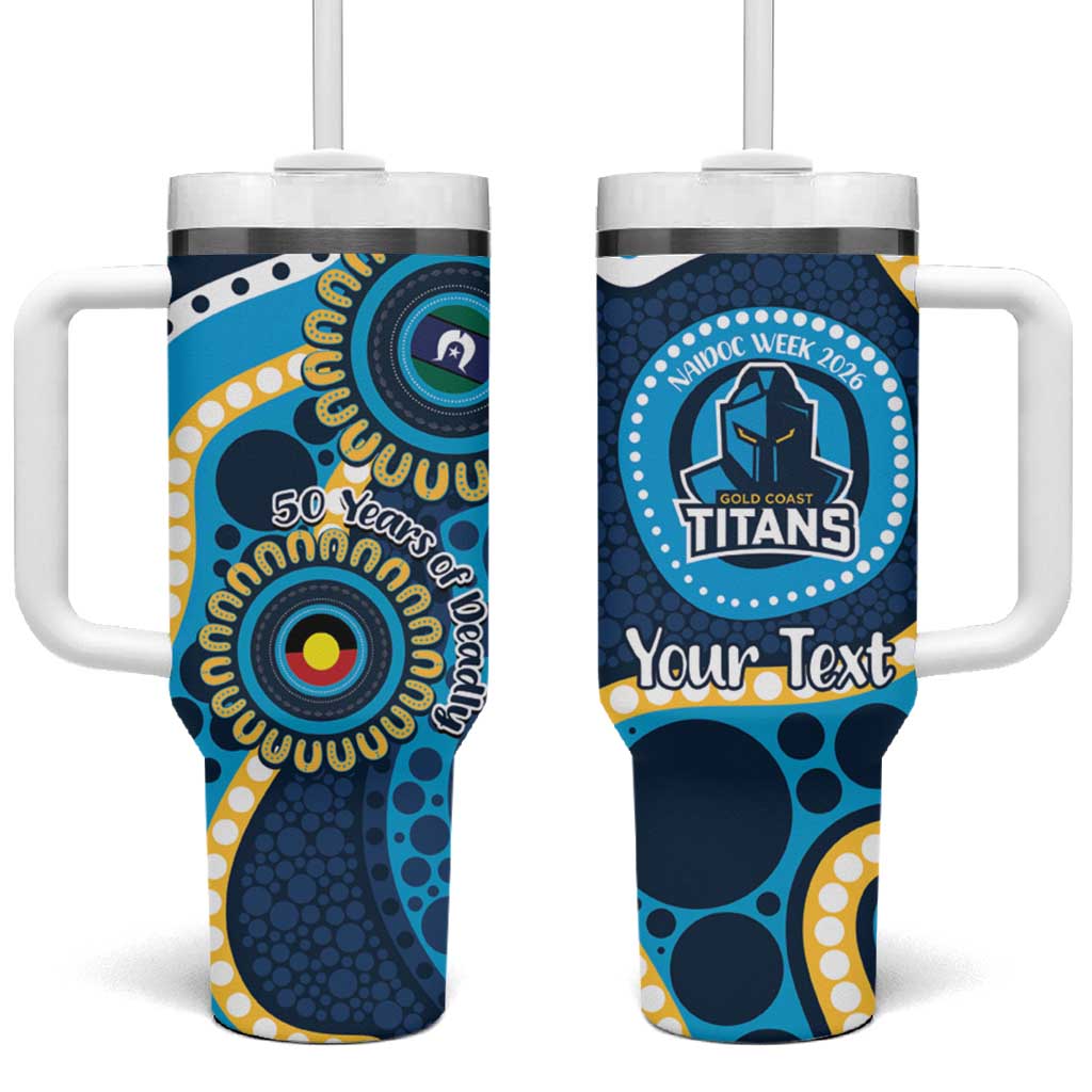 Titans NAIDOC Week 2026 Personalised Tumbler With Handle 50 Years of Deadly Aboriginal Art