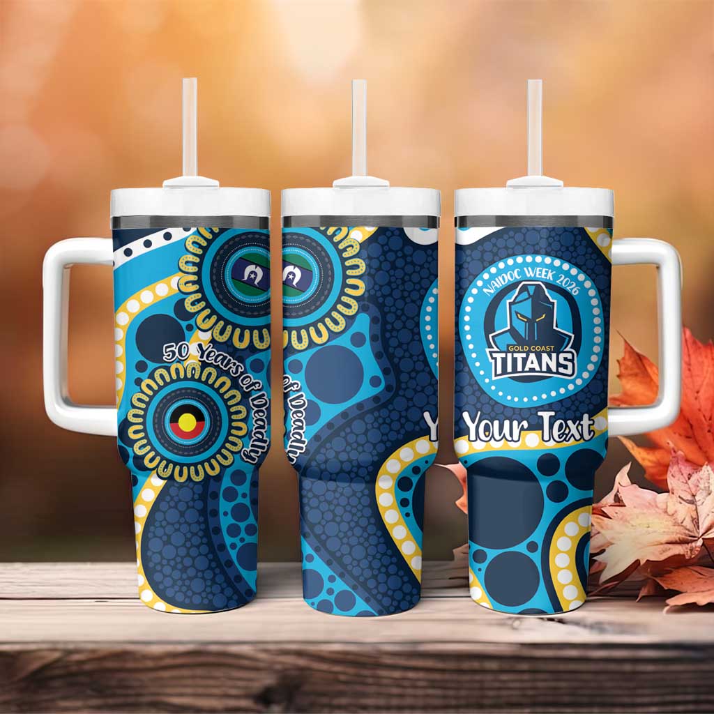 Titans NAIDOC Week 2026 Personalised Tumbler With Handle 50 Years of Deadly Aboriginal Art