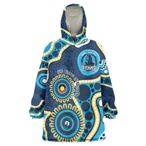 Titans NAIDOC Week 2026 Personalised Wearable Blanket Hoodie 50 Years of Deadly Aboriginal Art