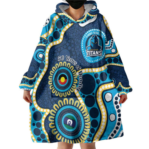 Titans NAIDOC Week 2026 Personalised Wearable Blanket Hoodie 50 Years of Deadly Aboriginal Art