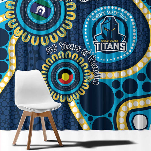 Titans NAIDOC Week 2026 Personalised Window Curtain 50 Years of Deadly Aboriginal Art