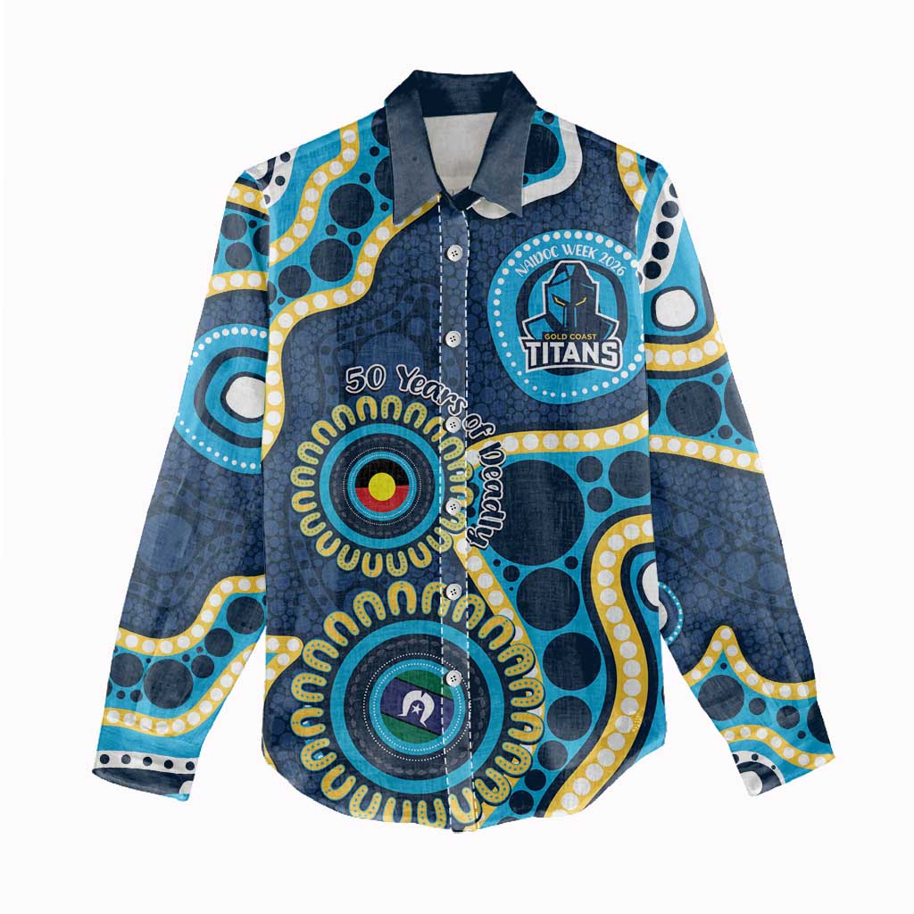 Titans NAIDOC Week 2026 Personalised Women Casual Shirt 50 Years of Deadly Aboriginal Art