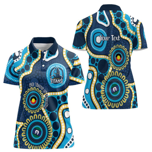 Titans NAIDOC Week 2026 Personalised Women Polo Shirt 50 Years of Deadly Aboriginal Art