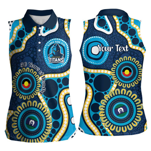 Titans NAIDOC Week 2026 Personalised Women Sleeveless Polo Shirt 50 Years of Deadly Aboriginal Art