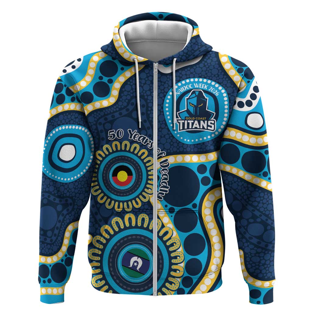Titans NAIDOC Week 2026 Personalised Zip Hoodie 50 Years of Deadly Aboriginal Art