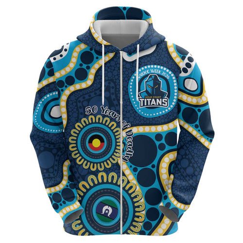 Titans NAIDOC Week 2026 Personalised Zip Hoodie 50 Years of Deadly Aboriginal Art