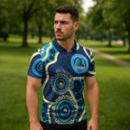 Titans NAIDOC Week 2026 Personalised Zipper Polo Shirt 50 Years of Deadly Aboriginal Art
