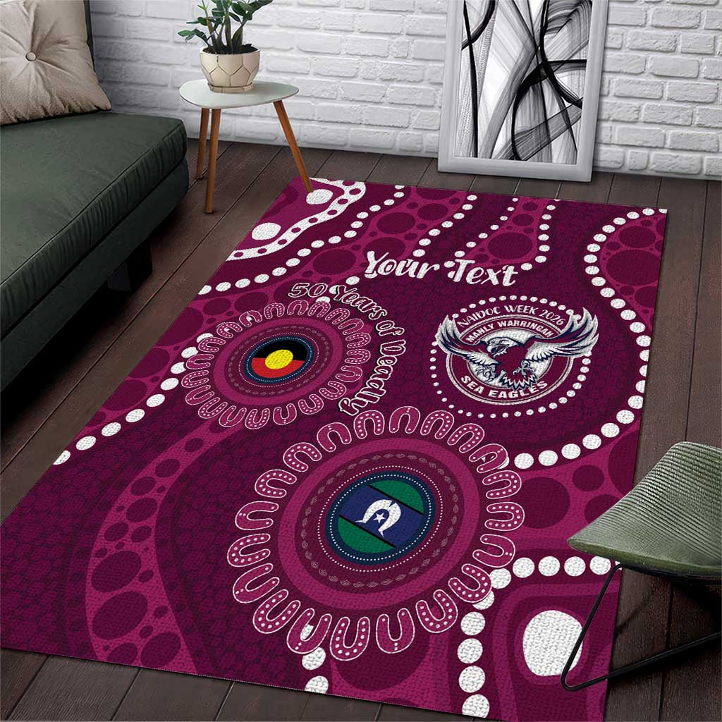 Sea Eagles NAIDOC Week 2026 Personalised Area Rug 50 Years of Deadly Aboriginal Art