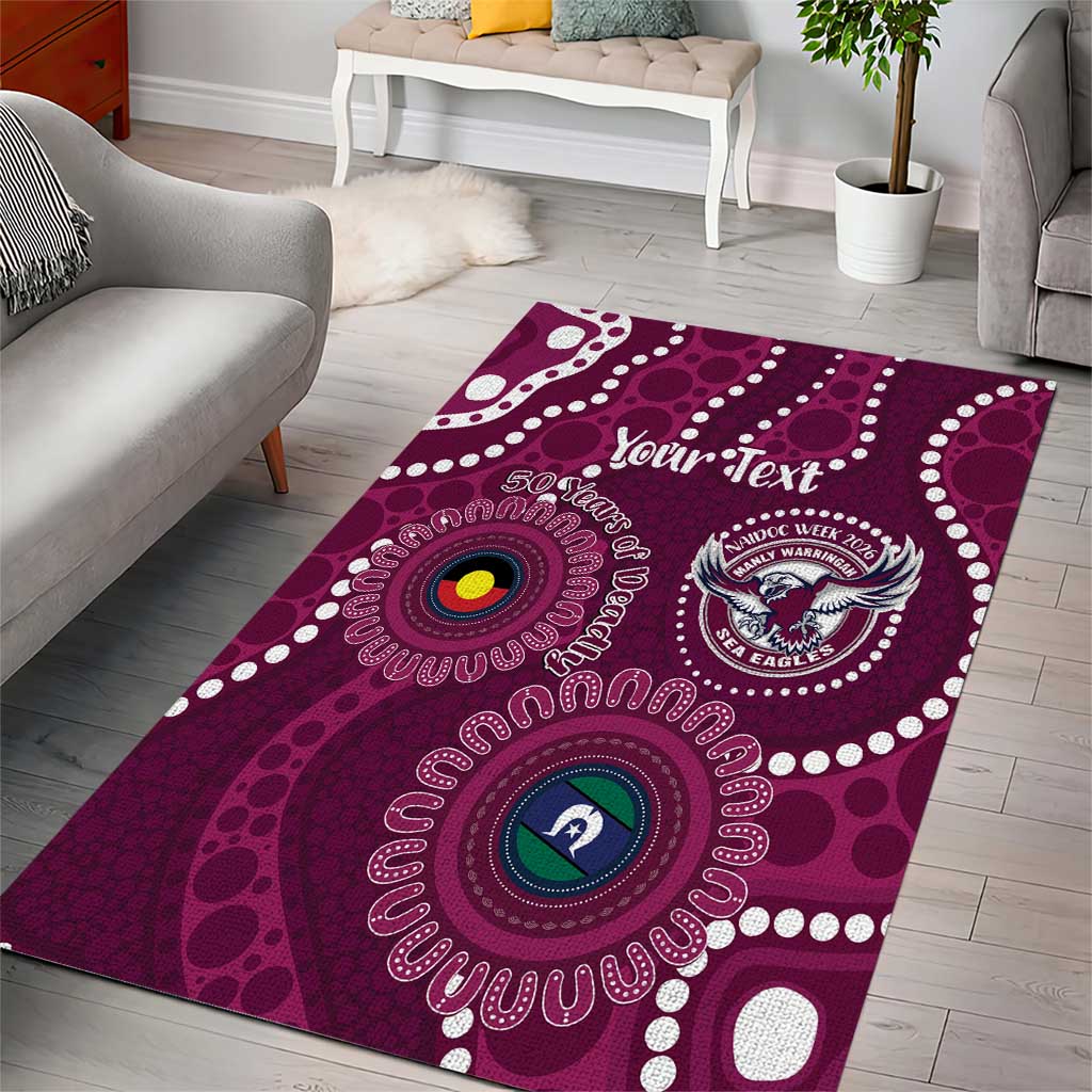 Sea Eagles NAIDOC Week 2026 Personalised Area Rug 50 Years of Deadly Aboriginal Art