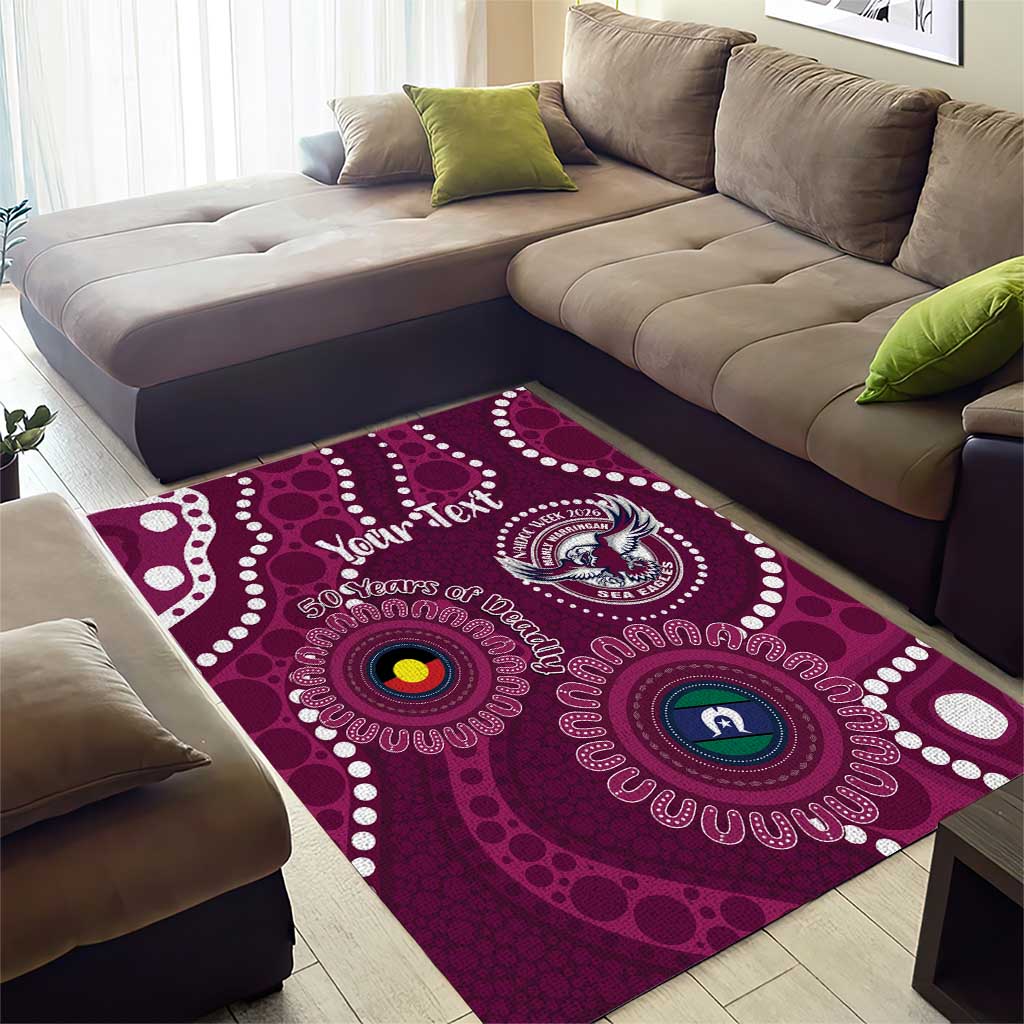Sea Eagles NAIDOC Week 2026 Personalised Area Rug 50 Years of Deadly Aboriginal Art