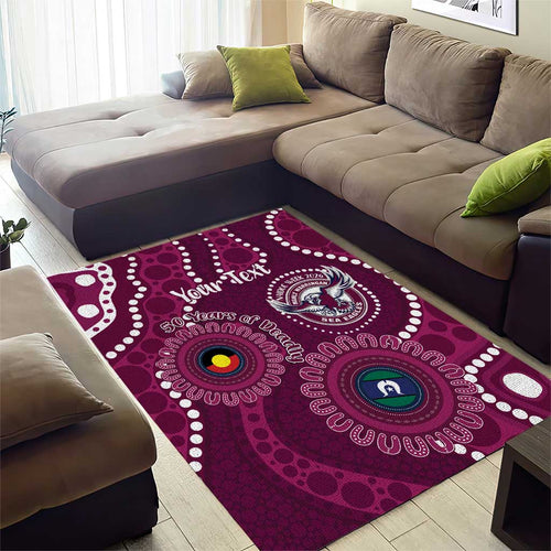 Sea Eagles NAIDOC Week 2026 Personalised Area Rug 50 Years of Deadly Aboriginal Art