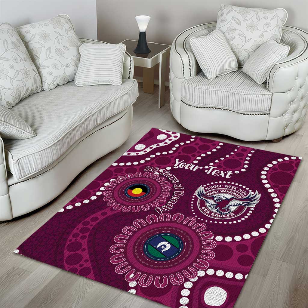 Sea Eagles NAIDOC Week 2026 Personalised Area Rug 50 Years of Deadly Aboriginal Art