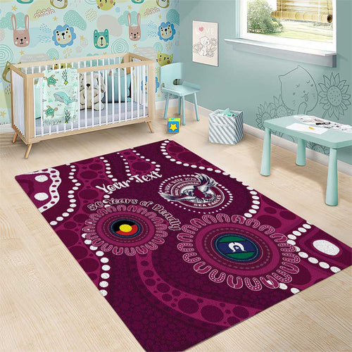 Sea Eagles NAIDOC Week 2026 Personalised Area Rug 50 Years of Deadly Aboriginal Art