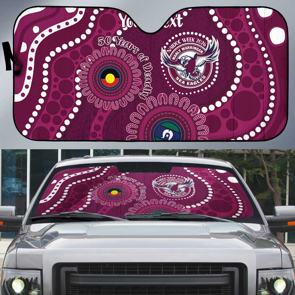 Sea Eagles NAIDOC Week 2026 Personalised Auto Sun Shade 50 Years of Deadly Aboriginal Art
