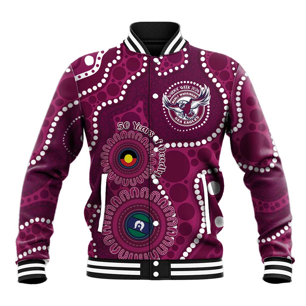 Sea Eagles NAIDOC Week 2026 Personalised Baseball Jacket 50 Years of Deadly Aboriginal Art