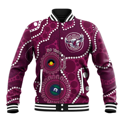 Sea Eagles NAIDOC Week 2026 Personalised Baseball Jacket 50 Years of Deadly Aboriginal Art