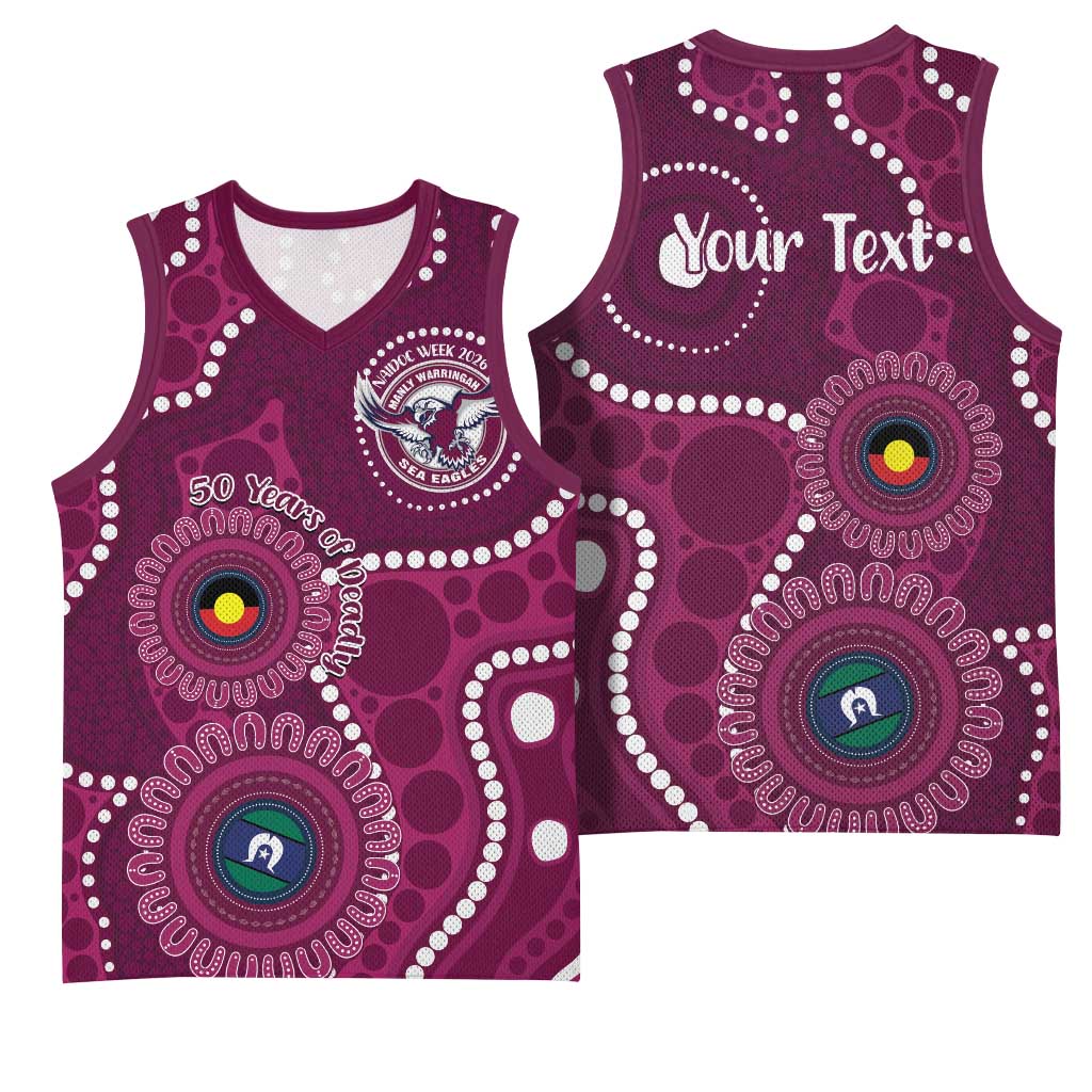 Sea Eagles NAIDOC Week 2026 Personalised Basketball Jersey 50 Years of Deadly Aboriginal Art