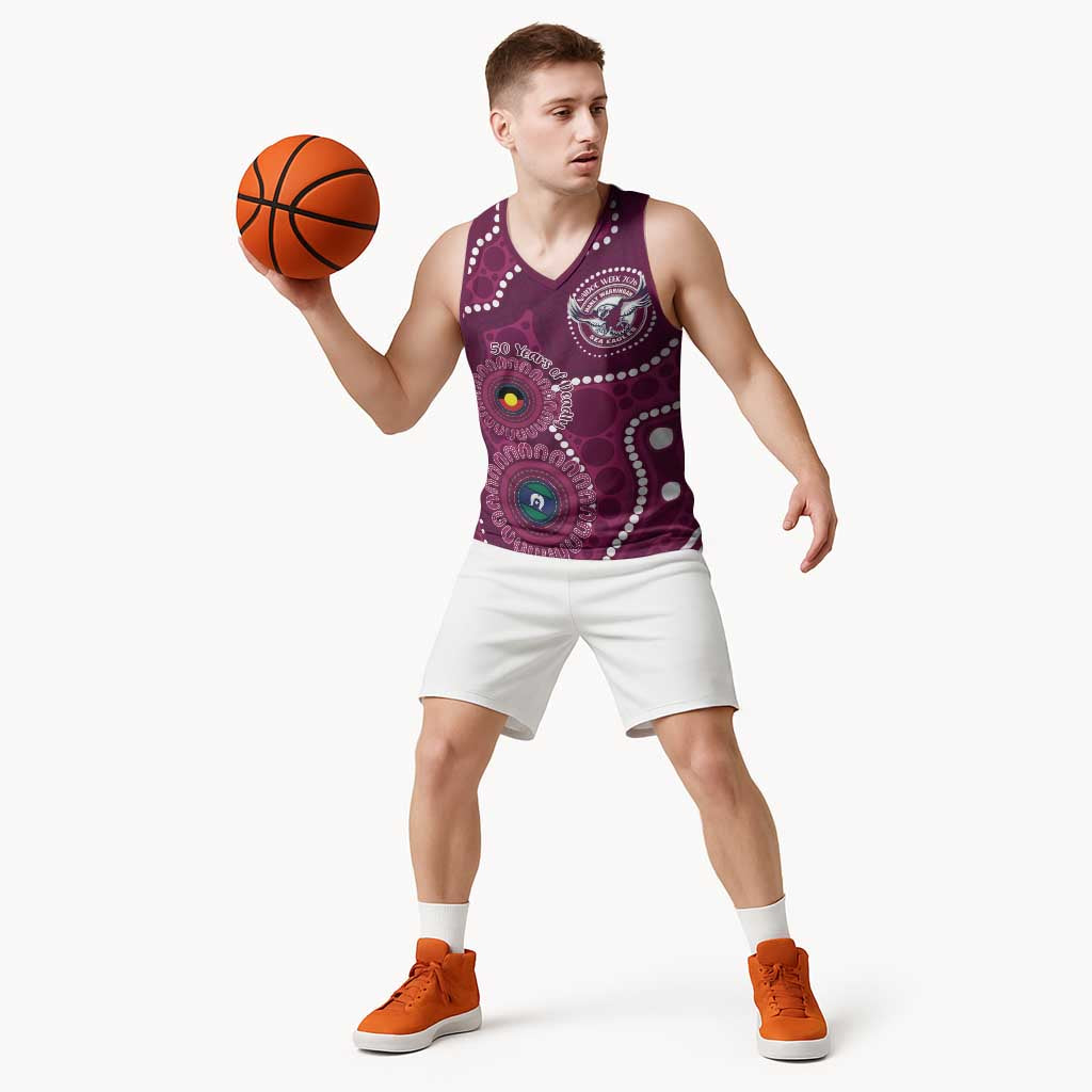 Sea Eagles NAIDOC Week 2026 Personalised Basketball Jersey 50 Years of Deadly Aboriginal Art