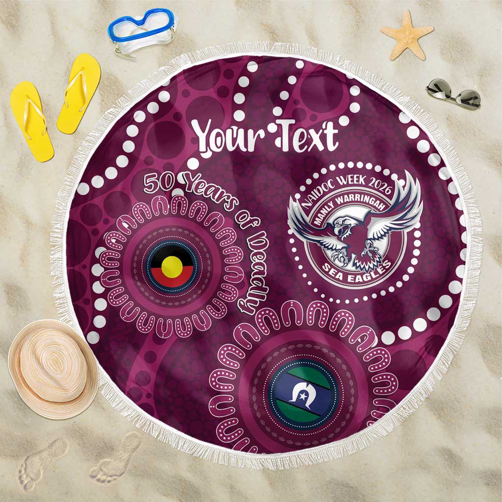 Sea Eagles NAIDOC Week 2026 Personalised Beach Blanket 50 Years of Deadly Aboriginal Art