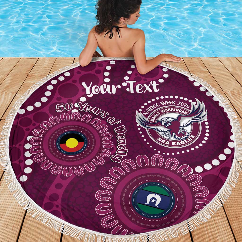 Sea Eagles NAIDOC Week 2026 Personalised Beach Blanket 50 Years of Deadly Aboriginal Art