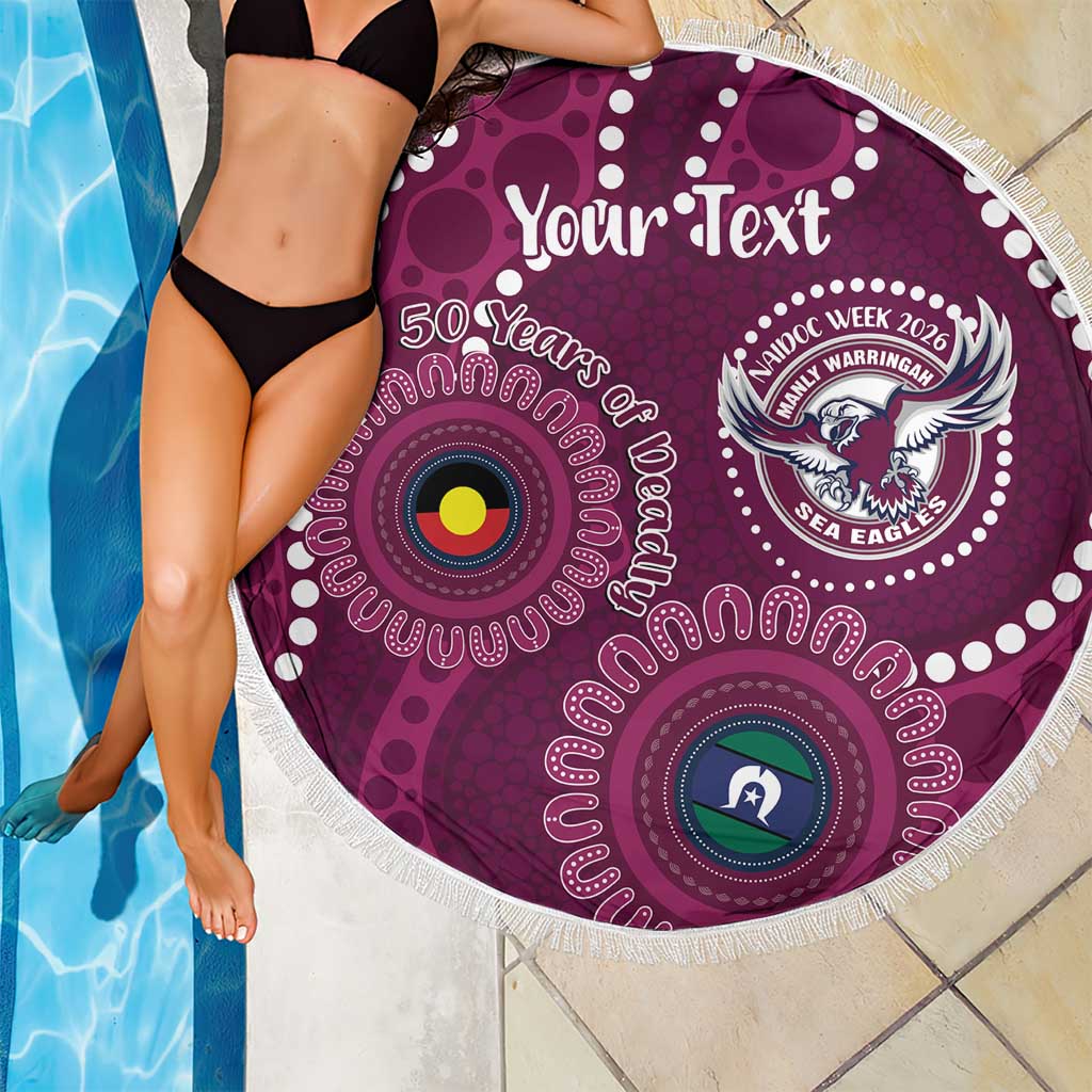 Sea Eagles NAIDOC Week 2026 Personalised Beach Blanket 50 Years of Deadly Aboriginal Art