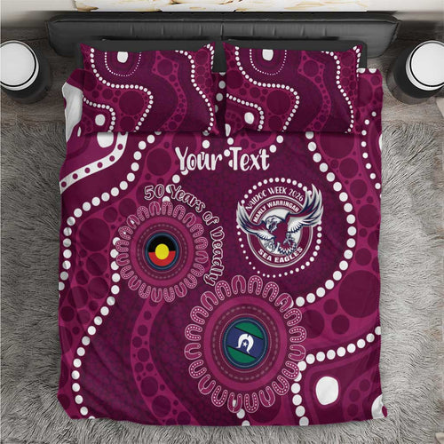 Sea Eagles NAIDOC Week 2026 Personalised Bedding Set 50 Years of Deadly Aboriginal Art