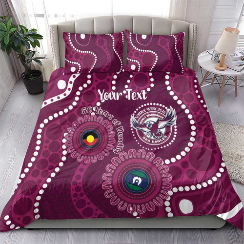 Sea Eagles NAIDOC Week 2026 Personalised Bedding Set 50 Years of Deadly Aboriginal Art