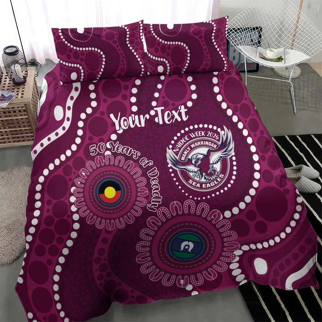 Sea Eagles NAIDOC Week 2026 Personalised Bedding Set 50 Years of Deadly Aboriginal Art