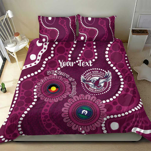 Sea Eagles NAIDOC Week 2026 Personalised Bedding Set 50 Years of Deadly Aboriginal Art