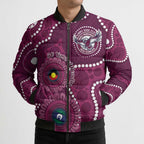 Sea Eagles NAIDOC Week 2026 Personalised Bomber Puffer Jacket 50 Years of Deadly Aboriginal Art