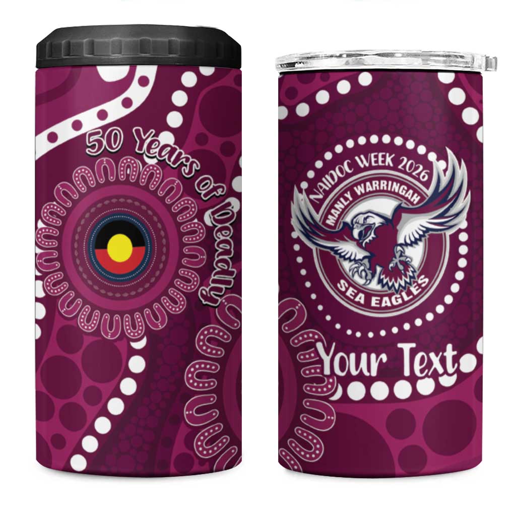 Sea Eagles NAIDOC Week 2026 Personalised 4 in 1 Can Cooler Tumbler 50 Years of Deadly Aboriginal Art