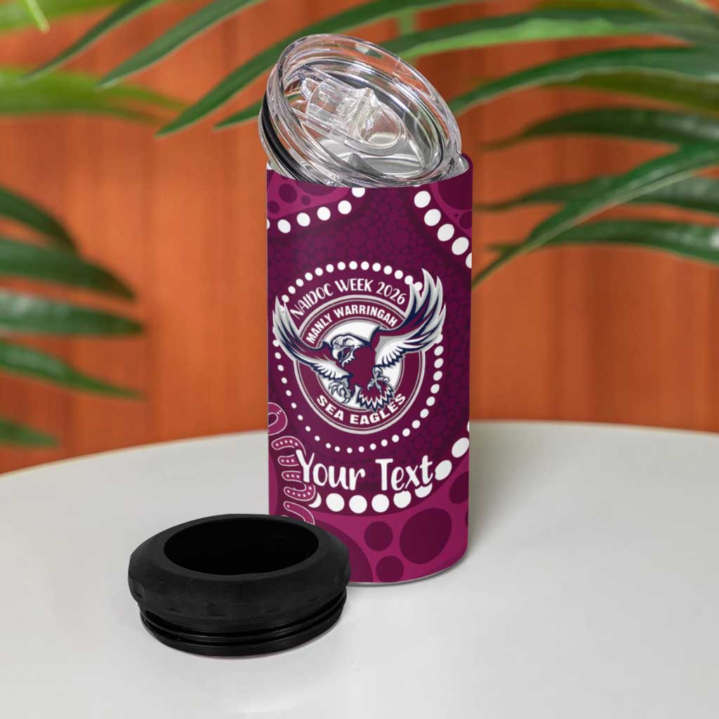 Sea Eagles NAIDOC Week 2026 Personalised 4 in 1 Can Cooler Tumbler 50 Years of Deadly Aboriginal Art