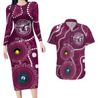 Sea Eagles NAIDOC Week 2026 Personalised Couples Matching Long Sleeve Bodycon Dress and Hawaiian Shirt 50 Years of Deadly Aboriginal Art