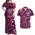 Sea Eagles NAIDOC Week 2026 Personalised Couples Matching Off Shoulder Maxi Dress and Hawaiian Shirt 50 Years of Deadly Aboriginal Art