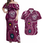 Sea Eagles NAIDOC Week 2026 Personalised Couples Matching Off Shoulder Maxi Dress and Hawaiian Shirt 50 Years of Deadly Aboriginal Art