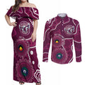 Sea Eagles NAIDOC Week 2026 Personalised Couples Matching Off Shoulder Maxi Dress and Long Sleeve Button Shirt 50 Years of Deadly Aboriginal Art