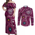 Sea Eagles NAIDOC Week 2026 Personalised Couples Matching Off Shoulder Maxi Dress and Long Sleeve Button Shirt 50 Years of Deadly Aboriginal Art