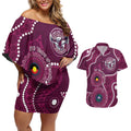 Sea Eagles NAIDOC Week 2026 Personalised Couples Matching Off Shoulder Short Dress and Hawaiian Shirt 50 Years of Deadly Aboriginal Art