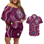 Sea Eagles NAIDOC Week 2026 Personalised Couples Matching Off Shoulder Short Dress and Hawaiian Shirt 50 Years of Deadly Aboriginal Art
