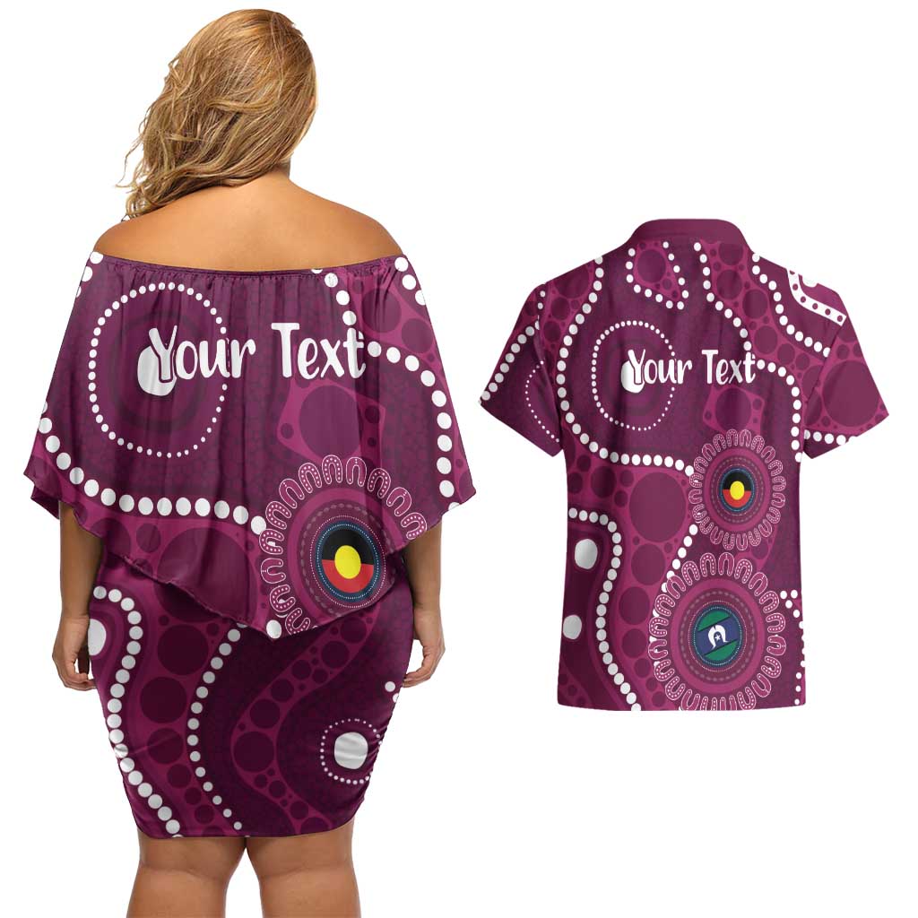 Sea Eagles NAIDOC Week 2026 Personalised Couples Matching Off Shoulder Short Dress and Hawaiian Shirt 50 Years of Deadly Aboriginal Art
