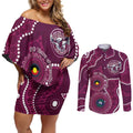 Sea Eagles NAIDOC Week 2026 Personalised Couples Matching Off Shoulder Short Dress and Long Sleeve Button Shirt 50 Years of Deadly Aboriginal Art