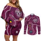 Sea Eagles NAIDOC Week 2026 Personalised Couples Matching Off Shoulder Short Dress and Long Sleeve Button Shirt 50 Years of Deadly Aboriginal Art