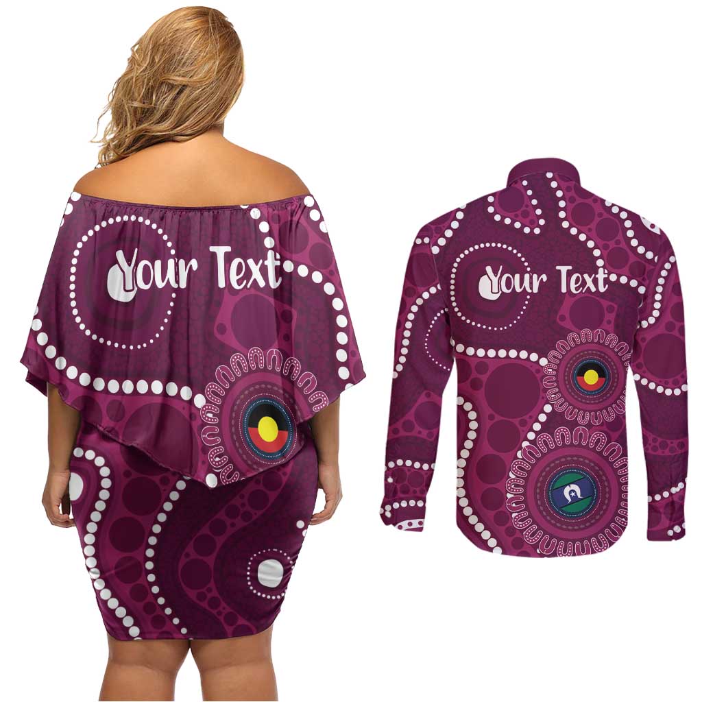 Sea Eagles NAIDOC Week 2026 Personalised Couples Matching Off Shoulder Short Dress and Long Sleeve Button Shirt 50 Years of Deadly Aboriginal Art