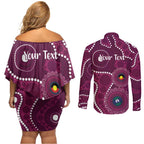 Sea Eagles NAIDOC Week 2026 Personalised Couples Matching Off Shoulder Short Dress and Long Sleeve Button Shirt 50 Years of Deadly Aboriginal Art